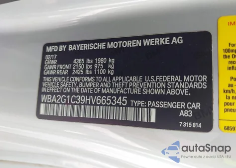 2017 BMW M240I from USA, damaged, VIN WBA2G1C39HV665345